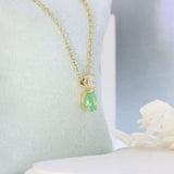 18ct Yellow Gold Pear Shape Emerald & Diamond Pendant on 18ct 18" Chain