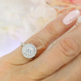 Pre Owned Platinum Diamond Solitaire Ring with a Double Halo total 1.10ct