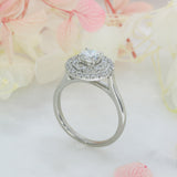 Pre Owned Platinum Diamond Solitaire Ring with a Double Halo total 1.10ct