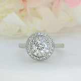 Pre Owned Platinum Diamond Solitaire Ring with a Double Halo total 1.10ct