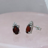 Pre Owned 18ct White Gold Garnet & Diamonds Stud Earrings