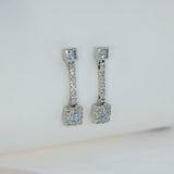Pre Owned 18ct White Gold Aquamarine & Diamond Drop Earrings