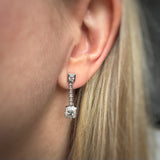 Pre Owned 18ct White Gold Aquamarine & Diamond Drop Earrings