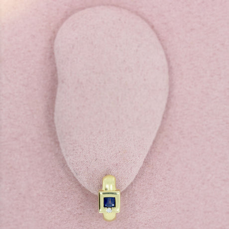 Pre Owned 18ct Yellow Gold Sapphire & Diamond Huggie Earrings