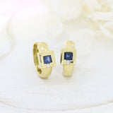 Pre Owned 18ct Yellow Gold Sapphire & Diamond Huggie Earrings