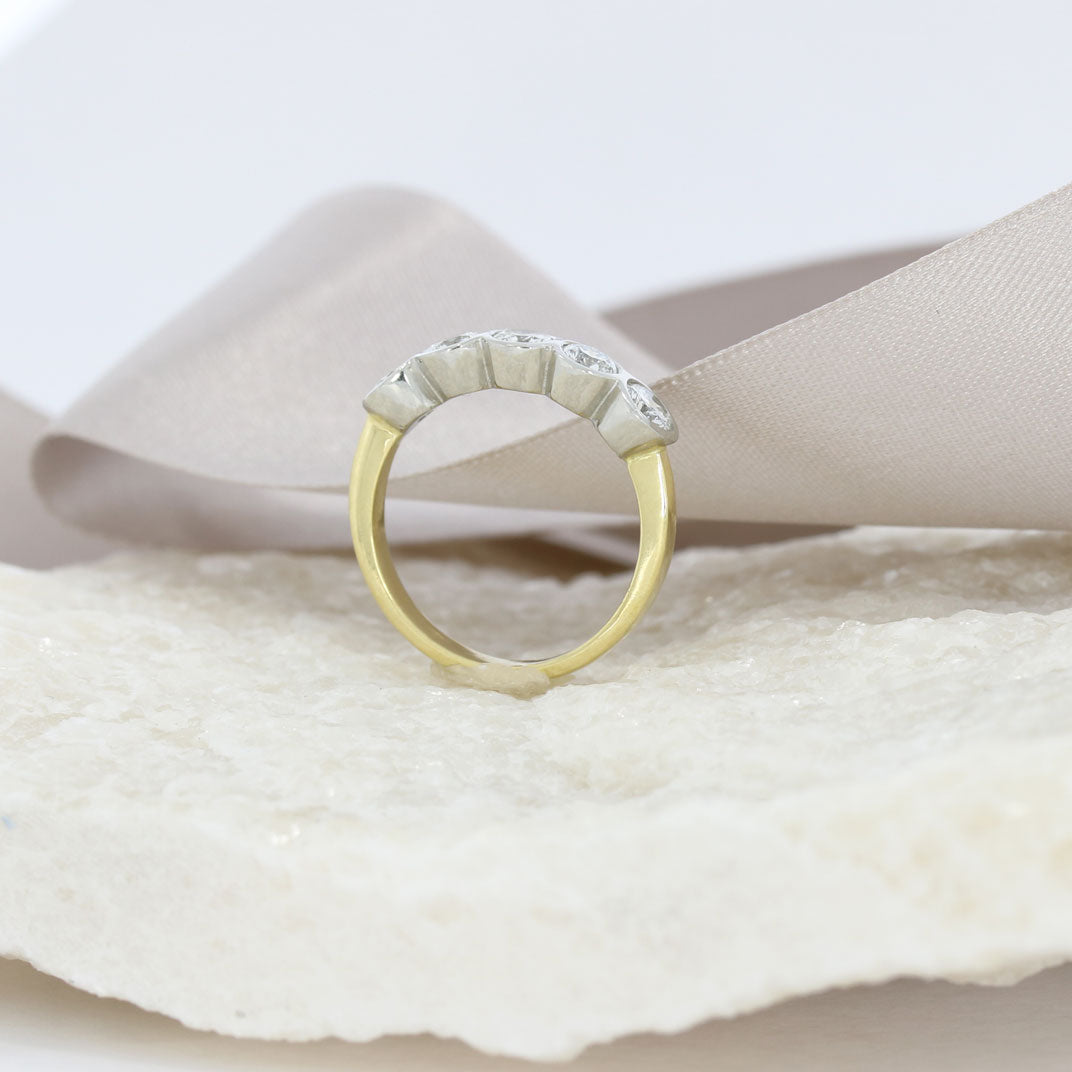 18ct Gold 5 Stone Diamond Eternity Ring with a Platinum Setting 1.05ct