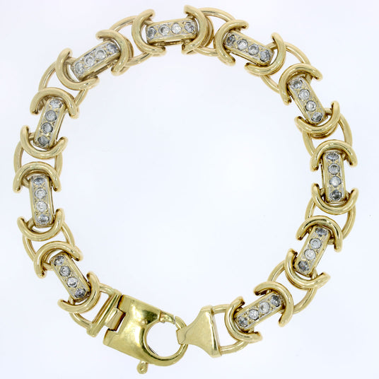 Pre Owned Gents 9ct Yellow Gold Heavy CZ Bracelet