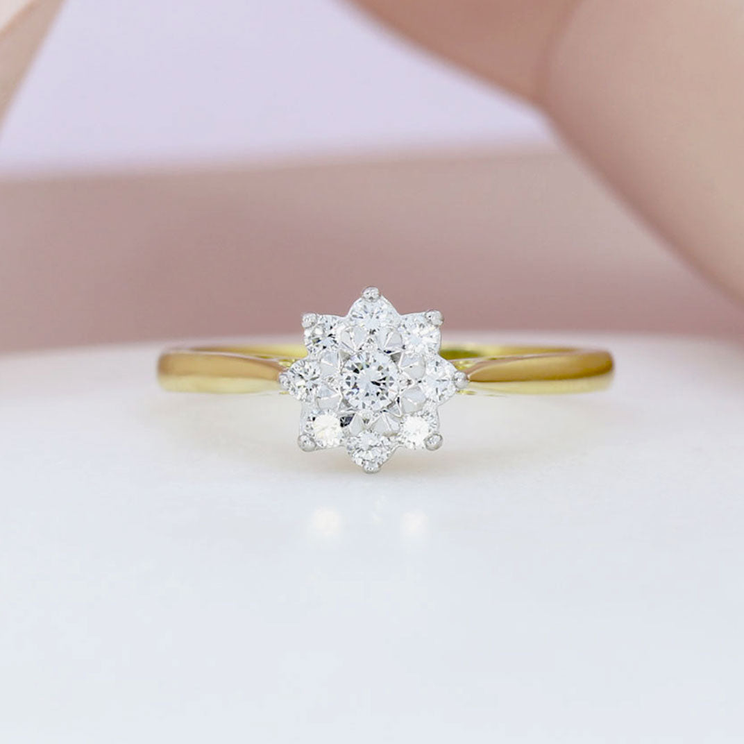 Pre Owned 18ct Yellow Gold Diamond Cluster Ring