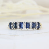 Pre Owned 18ct Yellow Gold Baguette Sapphire & Round Diamond Eternity Ring
