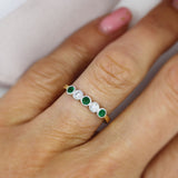 18ct Gold & Platinum Emerald & Diamond 5 Stone Eternity Ring