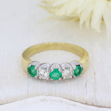 18ct Yellow Gold Emerald & Diamond 5 Stone Eternity Ring
