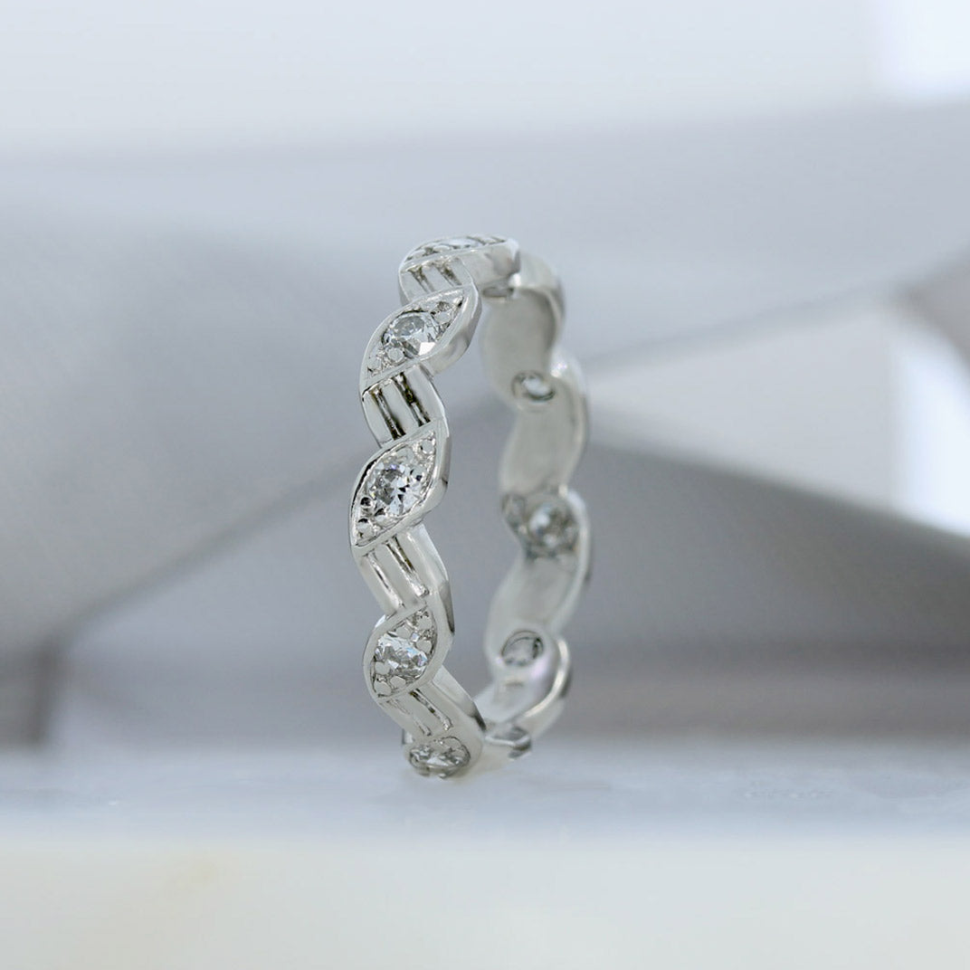 Pre Owned Platinum Zig Zag Diamond Full Eternity/wedding ring.