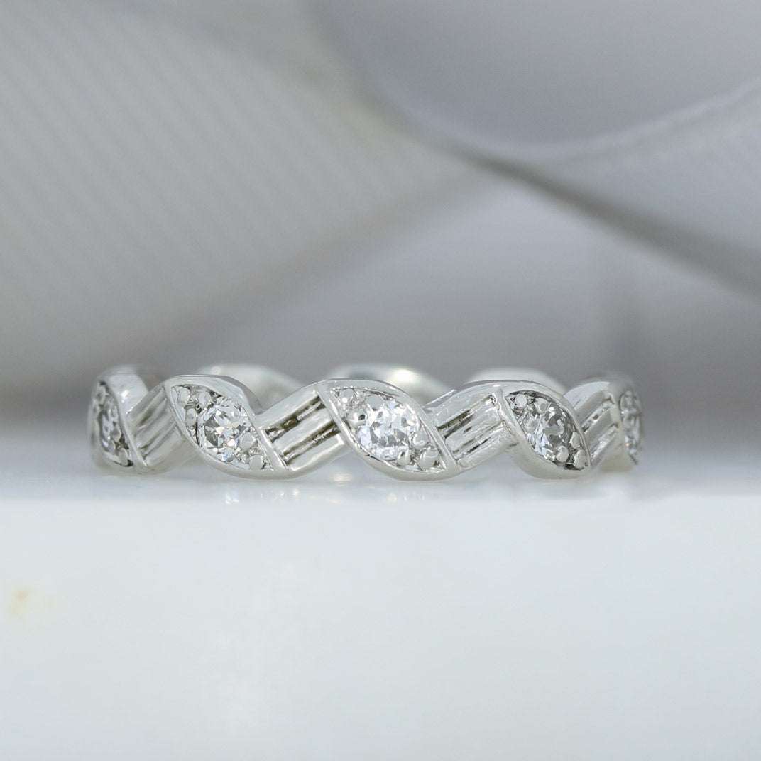 Pre Owned Platinum Zig Zag Diamond Full Eternity/wedding ring.