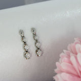 Pre Owned 18ct Gold Diamond 3 Stone Drop Earrings 0.50ct