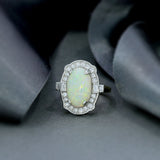 18ct Gold & Platinum Large Opal & Diamond Cluster