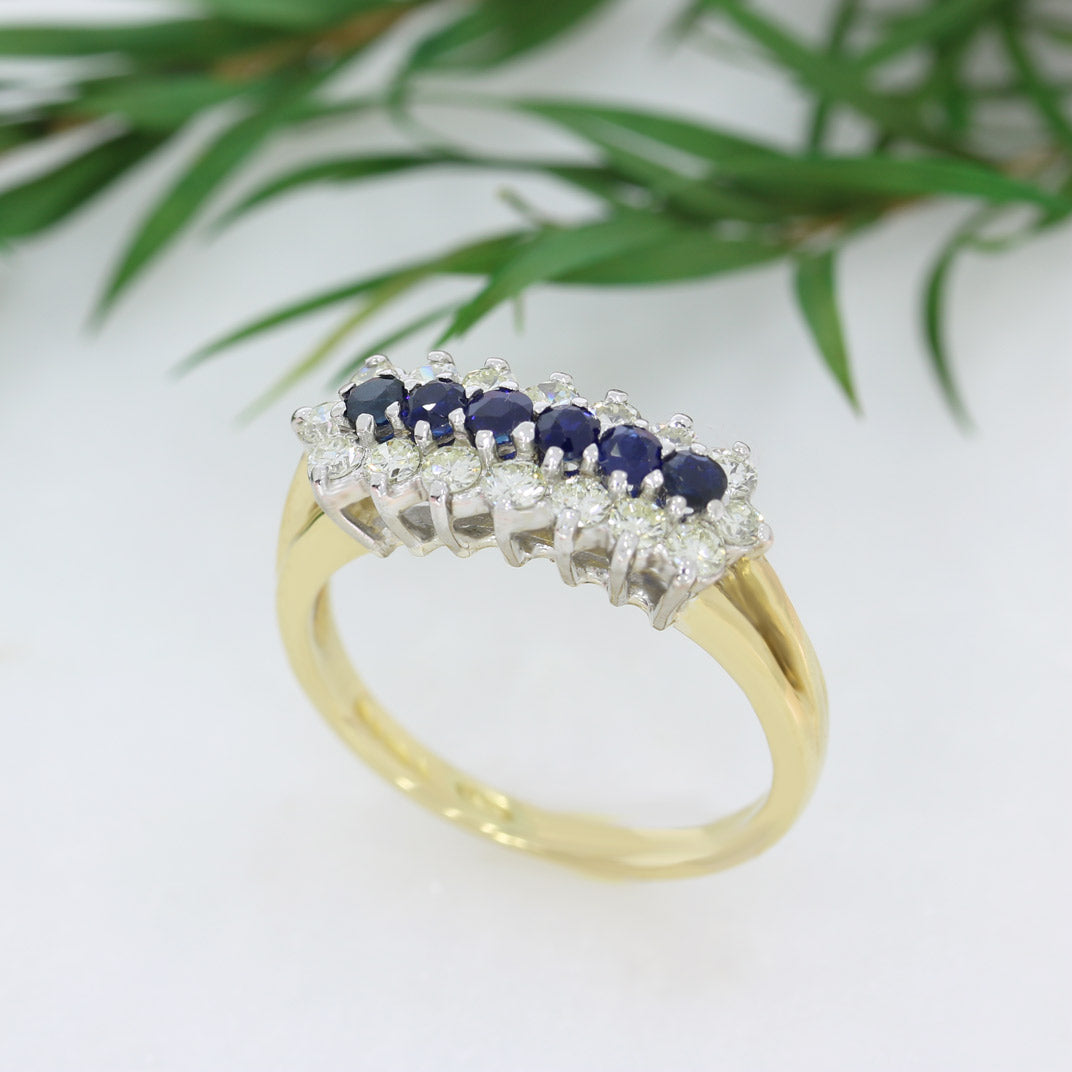 Pre Owned 18ct Yellow Gold Sapphire & Diamond Cluster Ring