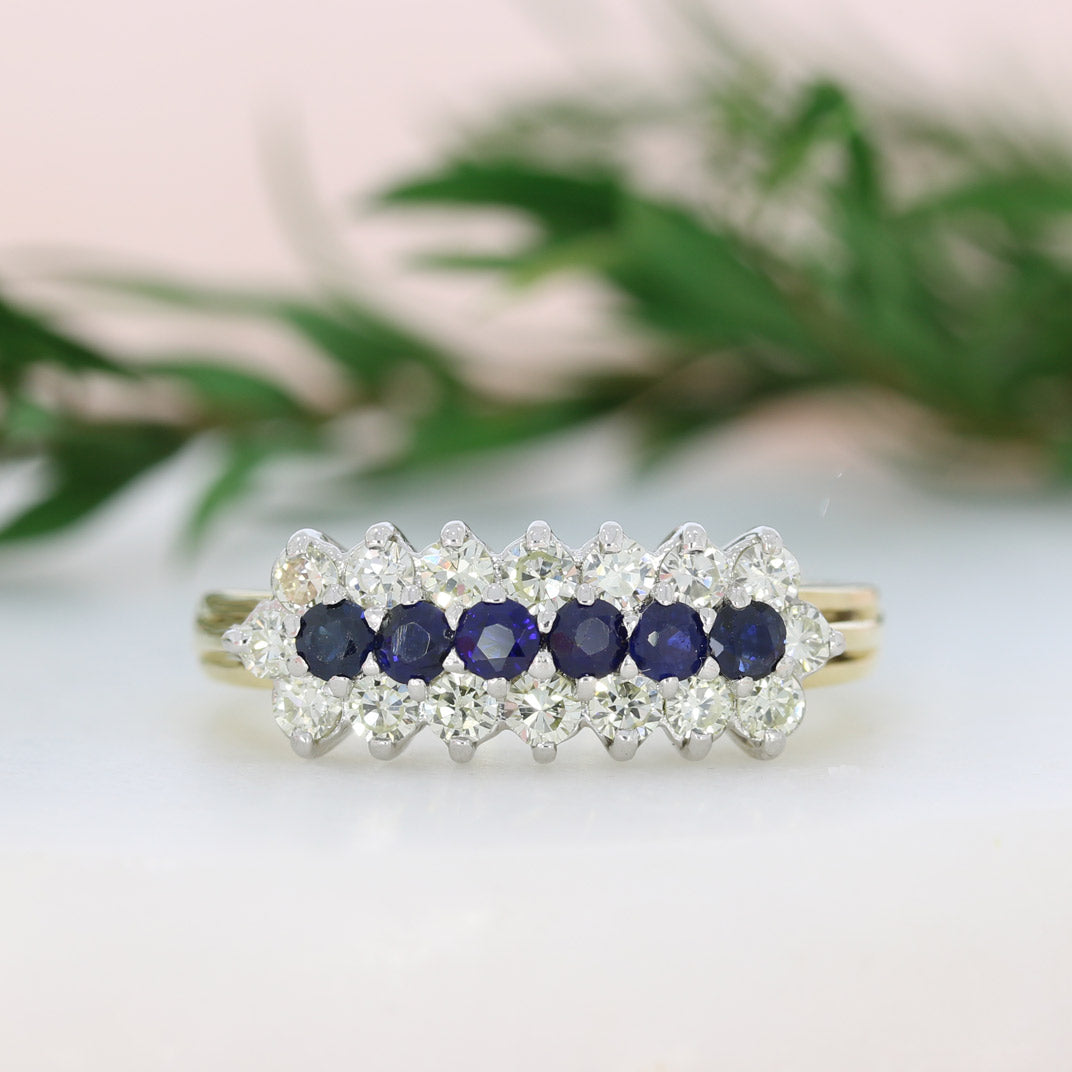 Pre Owned 18ct Yellow Gold Sapphire & Diamond Cluster Ring