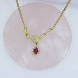 Pre Owned 18ct Yellow Gold Ruby & Diamond Necklace Approx Diamond Weight: 0.75ct