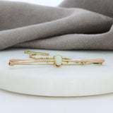 Pre Owned 9ct Gold Bar Brooch with Oval Opal & Safety Chain