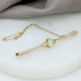 Pre Owned 9ct Gold Bar Brooch with Oval Opal & Safety Chain
