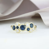 9ct Yellow Gold Sapphire & Diamond Bubble Cluster Ring