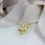 9ct Yellow Gold 3 Row Crossover Diamond Bubble Ring 1.25ct