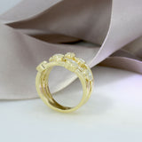 9ct Yellow Gold 3 Row Crossover Diamond Bubble Ring 1.25ct