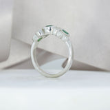 9ct White Gold Emerald & Diamond Bubble Cluster Ring