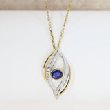 Pre Owned 18ct Gold Sapphire & Diamond Open Twist Pendant