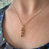 9ct Yellow Gold Oval Morganite & Diamond Drop Pendant