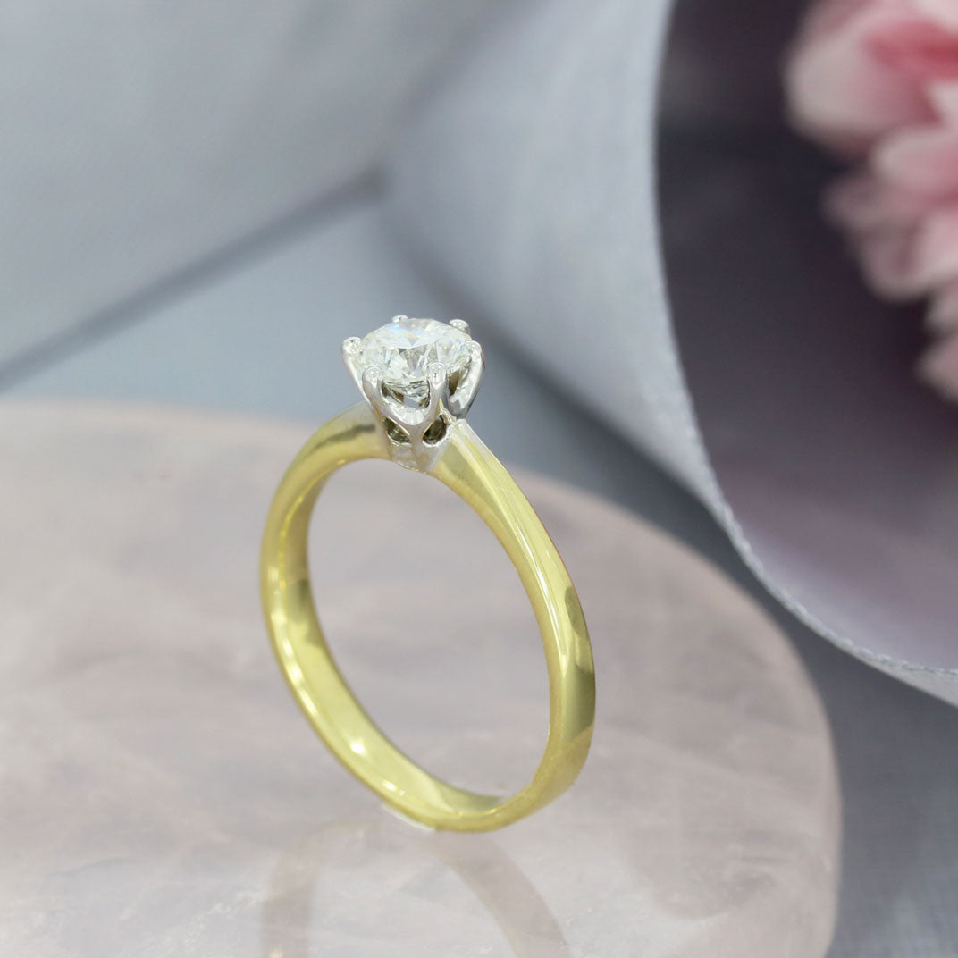 Pre Owned GIA 18ct Yellow Gold Diamond Solitaire Ring 0.70ct G SI1