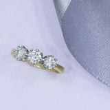 Pre Owned 18ct Yellow Gold & Platinum Claw Set 3 Stone Diamond Ring 1.22ct