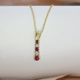 Pre Owned 9ct Yellow Gold Ruby & Diamond Pendant & Chain