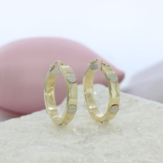 Pre Owned 9ct Yellow Gold Cartier Style Hoop Earrings