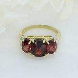 Pre Owned 9ct Yellow Gold Garnet & Diamond Dress Ring