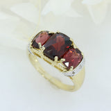 Pre Owned 9ct Yellow Gold Garnet & Diamond Dress Ring