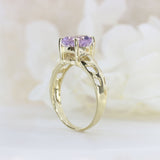 Pre Owned 9ct Yellow Gold Claw Set Round Amethyst Solitaire Ring