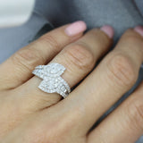 Pre Owned 18ct White Gold Fancy Marquise Crossover Diamond Cluster Ring 1.86ct