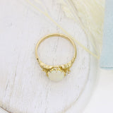 Pre Owned 18ct Yellow Gold Oval Opal & Round Diamond Ring