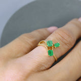 Pre Owned 18ct Yellow Gold Claw Set Emerald 3 Stone Ring