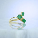 Pre Owned 18ct Yellow Gold Claw Set Emerald 3 Stone Ring