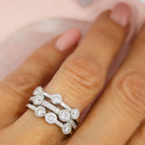 Platinum 3 Row Diamond Bubble Ring with Pave Set Middle Row 1.46ct