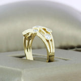 9ct Yellow Gold 3 Row Bubble Ring with 0.45ct Lab Grown Diamonds