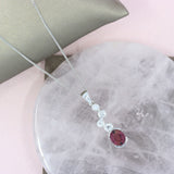 9ct White Gold Pink Tourmaline & Lab Grown Diamond Bubble Pendant