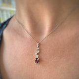 9ct White Gold Pink Tourmaline & Lab Grown Diamond Bubble Pendant