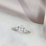 Pre Owned Platinum GIA Certified Oval & Pear Shape Diamond Ring 1.00ct H VS2