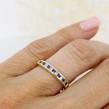 Pre Owned 18ct Yellow Gold Channel Set Square Sapphire & Diamond Eternity Ring