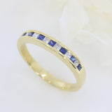 Pre Owned 18ct Yellow Gold Channel Set Square Sapphire & Diamond Eternity Ring