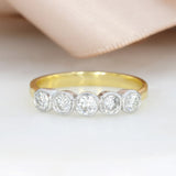 18ct Yellow Gold Rim Set 5 Stone Diamond Ring 0.76ct