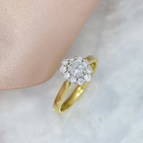 18ct Gold & Platinum Oval & Round Lab Grown Diamond Cluster Ring 0.67ct